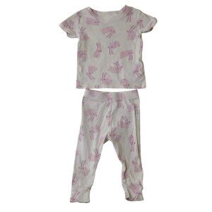 Old Navy Infant Girls 2-Piece Pajama Set Pink Bunny Print Size 12-18 Months